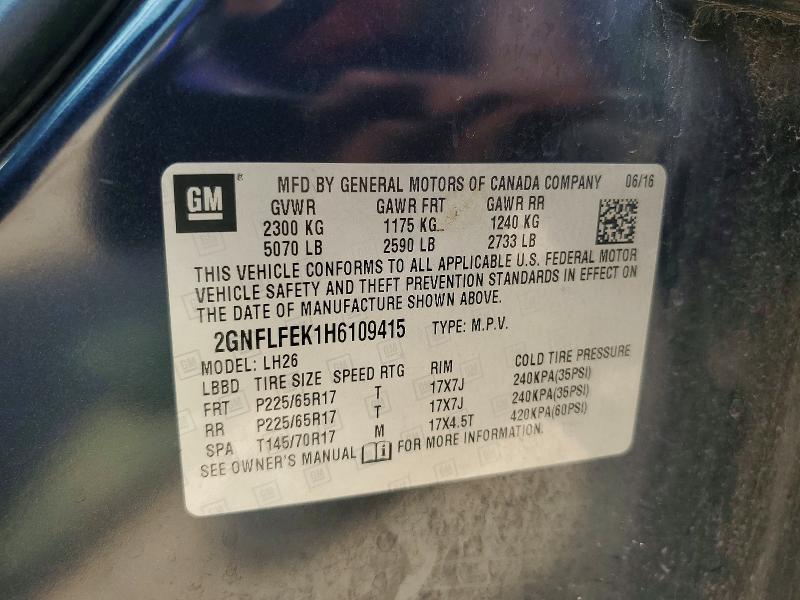 Продажа на аукционе авто 2017 Chevrolet Equinox, vin: 2GNFLFEK1H6109415, номер лота: 61164966