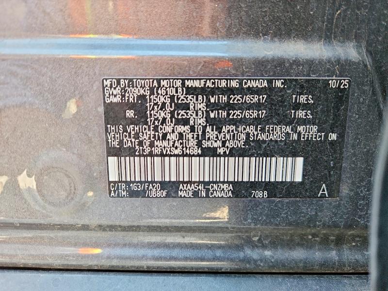 61934186 :رقم المزاد ، 2T3P1RFVXSW614684 vin ، 2025 Toyota Rav4 مزاد بيع