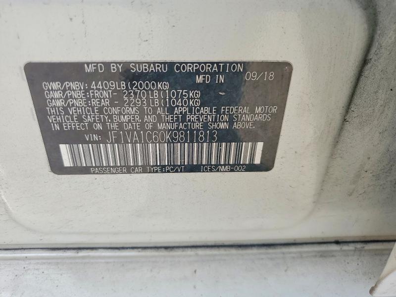 Aukcja sprzedaży 2019 Subaru Wrx, vin: JF1VA1C60K9811813, numer aukcji: 59594166