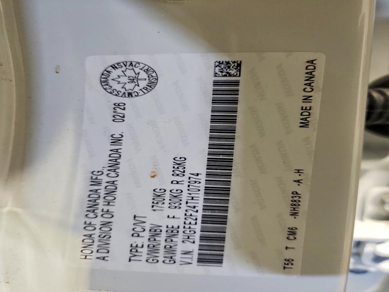 Продажа на аукционе авто 2026 Honda Civic, vin: 2HGFE2F24TH107974, номер лота: 62604776