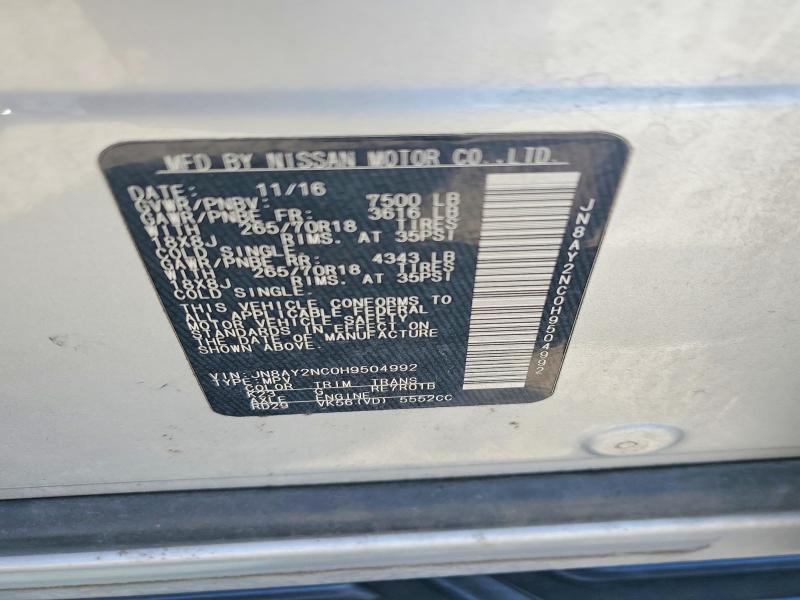 Продаж на аукціоні авто 2017 Nissan Armada, vin: JN8AY2NC0H9504992, номер лоту: 59379866