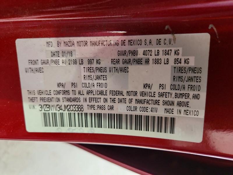 2018 Mazda 3 მანქანა იყიდება აუქციონზე, vin: 3MZBN1V34JM203388, აუქციონის ნომერი: 62579886