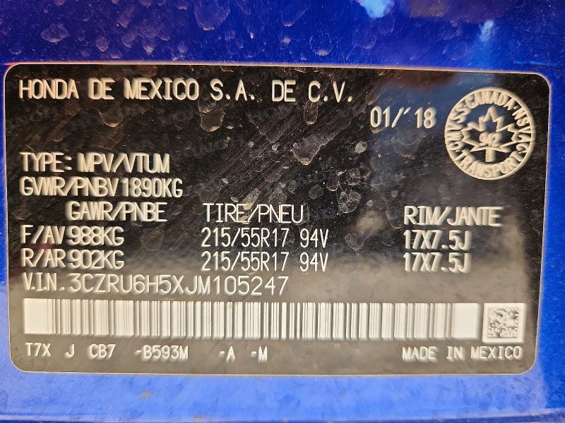 Продажа на аукционе авто 2018 Honda Hr-v, vin: 3CZRU6H5XJM105247, номер лота: 62016906