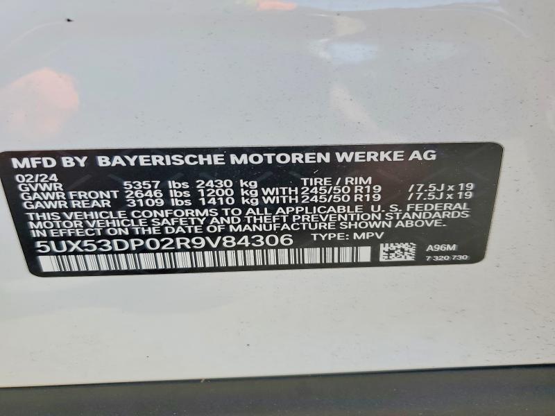 Aukcja sprzedaży 2024 Bmw X3, vin: 5UX53DP02R9V84306, numer aukcji: 62272176