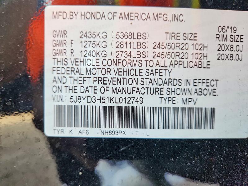 Продажа на аукционе авто 2019 Acura Mdx, vin: 5J8YD3H51KL012749, номер лота: 60796496