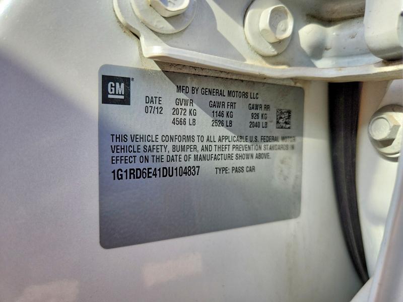 Auction sale of the 2013 Chevrolet Volt, vin: 1G1RD6E41DU104837, lot number: 59251496