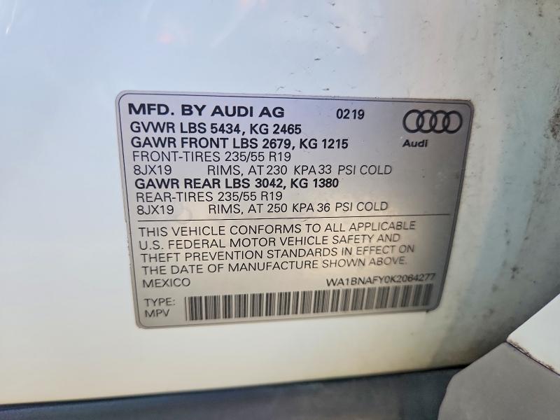 Aukcja sprzedaży 2019 Audi Q5, vin: WA1BNAFY0K2064277, numer aukcji: 63018336
