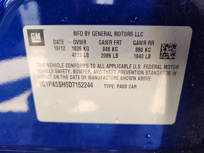 Продаж на аукціоні авто 2013 Chevrolet Cruze, vin: 1G1PA5SH5D7152244, номер лоту: 57433086