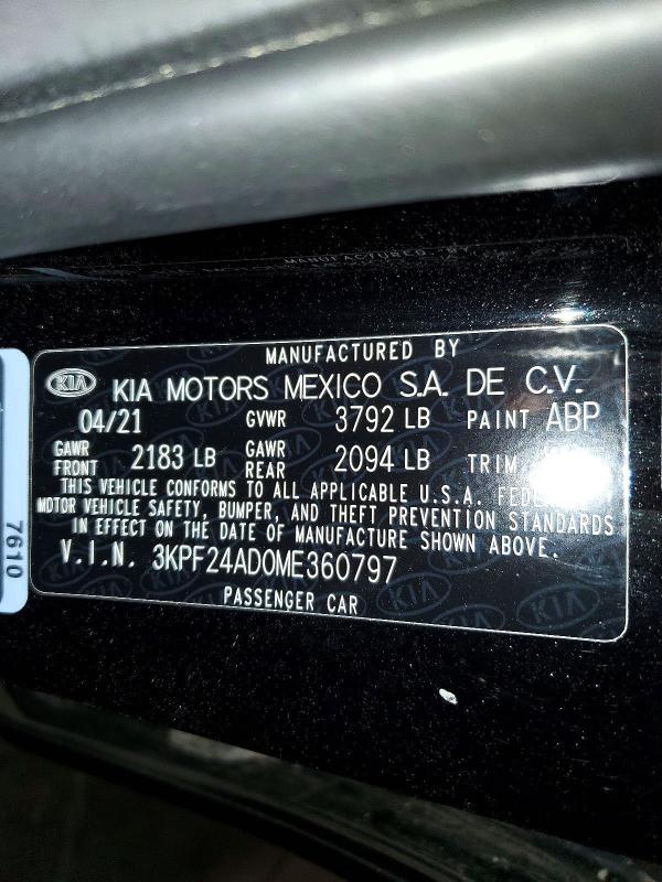 Продажа на аукционе авто 2021 Kia Forte, vin: 3KPF24AD0ME360797, номер лота: 61423816
