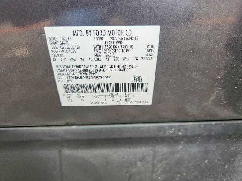 2016 Ford Explorer მანქანა იყიდება აუქციონზე, vin: 1FM5K8AR2GGC26050, აუქციონის ნომერი: 59665656