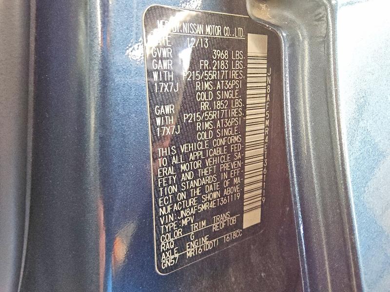 59929716 :رقم المزاد ، JN8AF5MR4ET361119 vin ، 2014 Nissan Juke مزاد بيع