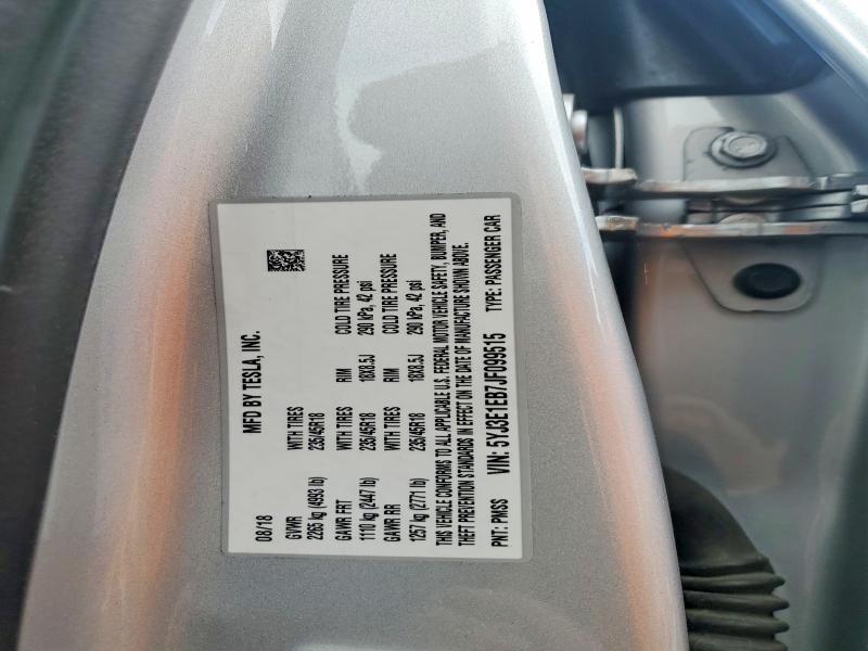Aukcja sprzedaży 2018 Tesla Model 3, vin: 5YJ3E1EB7JF099515, numer aukcji: 60960316