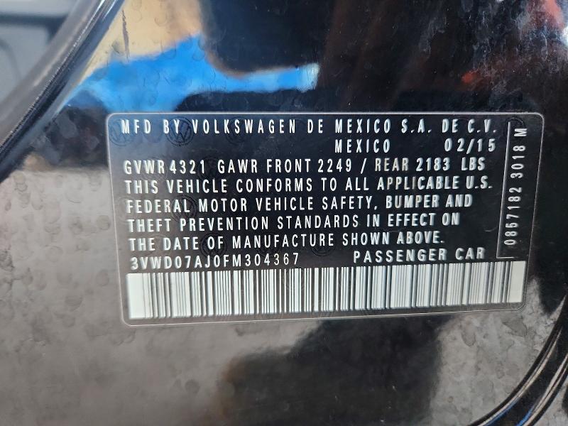 Aukcja sprzedaży 2015 Volkswagen Jetta, vin: 3VWD07AJ0FM304367, numer aukcji: 60367956