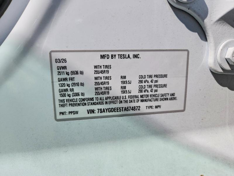 Продажа на аукционе авто 2026 Tesla Model Y, vin: 7SAYGDEE5TA674872, номер лота: 60989436
