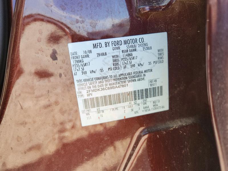60078586 :رقم المزاد ، 2FMDK36C69BA47801 vin ، 2009 Ford Edge مزاد بيع