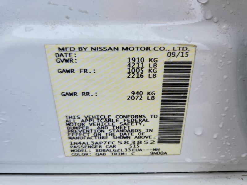 Продаж на аукціоні авто 2015 Nissan Altima, vin: 1N4AL3AP7FC583852, номер лоту: 60008256