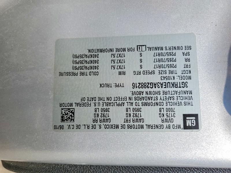 2010 Gmc Sierra მანქანა იყიდება აუქციონზე, vin: 3GTRKUEA3AG288216, აუქციონის ნომერი: 62249826