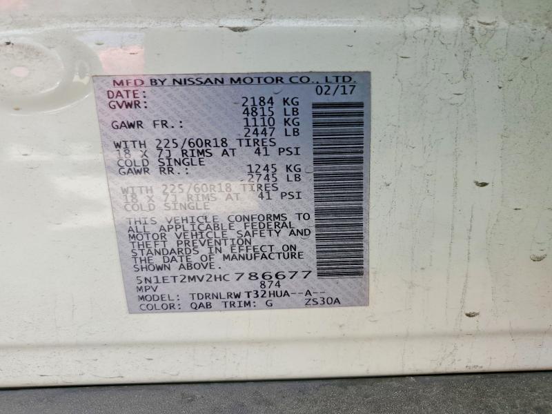 2017 Nissan Rogue Hybrid მანქანა იყიდება აუქციონზე, vin: 5N1ET2MV2HC786677, აუქციონის ნომერი: 61233936