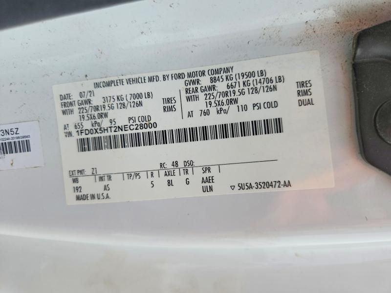 2022 Ford F550 მანქანა იყიდება აუქციონზე, vin: 1FD0X5HT2NEC28000, აუქციონის ნომერი: 60024976