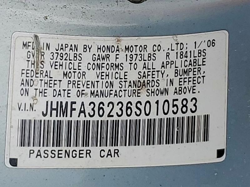 Продаж на аукціоні авто 2006 Honda Civic, vin: JHMFA36236S010583, номер лоту: 61748496