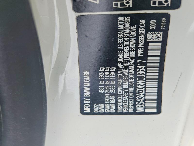 Продаж на аукціоні авто 2022 Bmw M4, vin: WBS43AZ06NCJ86417, номер лоту: 60042366