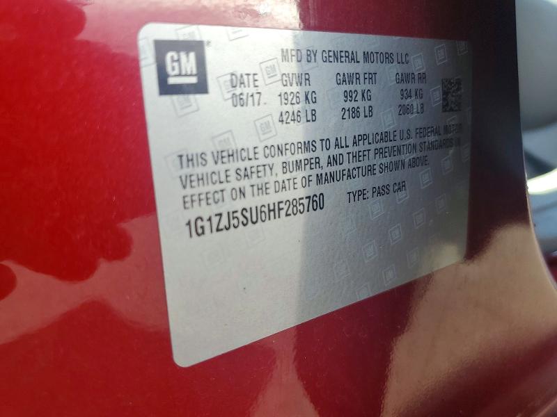 Aukcja sprzedaży 2017 Chevrolet Malibu, vin: 1G1ZJ5SU6HF285760, numer aukcji: 60112956