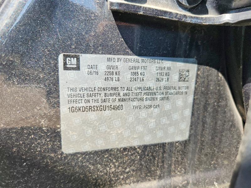 2016 Cadillac Ct6 მანქანა იყიდება აუქციონზე, vin: 1G6KD5RSXGU164960, აუქციონის ნომერი: 59820996