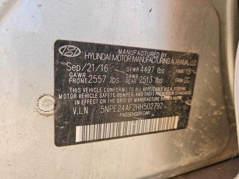 2017 Hyundai Sonata მანქანა იყიდება აუქციონზე, vin: 5NPE24AF2HH502792, აუქციონის ნომერი: 60148186
