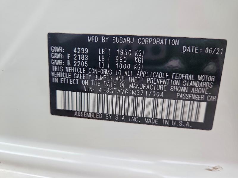 Продаж на аукціоні авто 2021 Subaru Impreza, vin: 4S3GTAV61M3717004, номер лоту: 60125596
