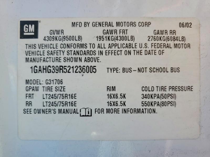 Продаж на аукціоні авто 2002 Chevrolet Express G3500, vin: 1GAHG39R521236005, номер лоту: 60059466