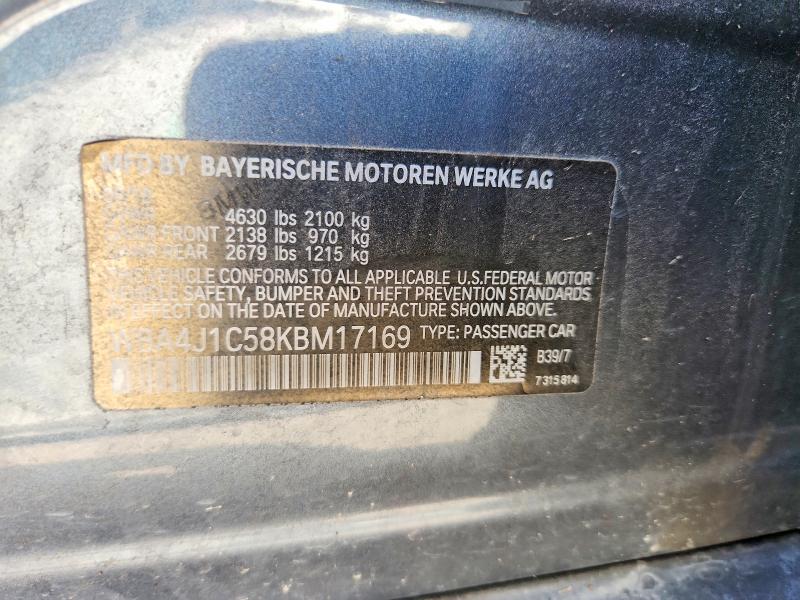 63151586 :رقم المزاد ، WBA4J1C58KBM17169 vin ، 2019 Bmw 430i مزاد بيع