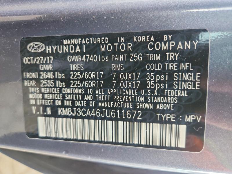 Aukcja sprzedaży 2018 Hyundai Tucson, vin: KM8J3CA46JU611672, numer aukcji: 62903886