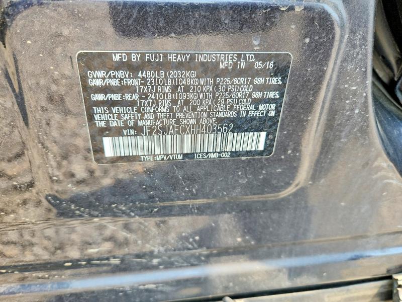 2017 Subaru Forester მანქანა იყიდება აუქციონზე, vin: JF2SJAECXHH403562, აუქციონის ნომერი: 59373126