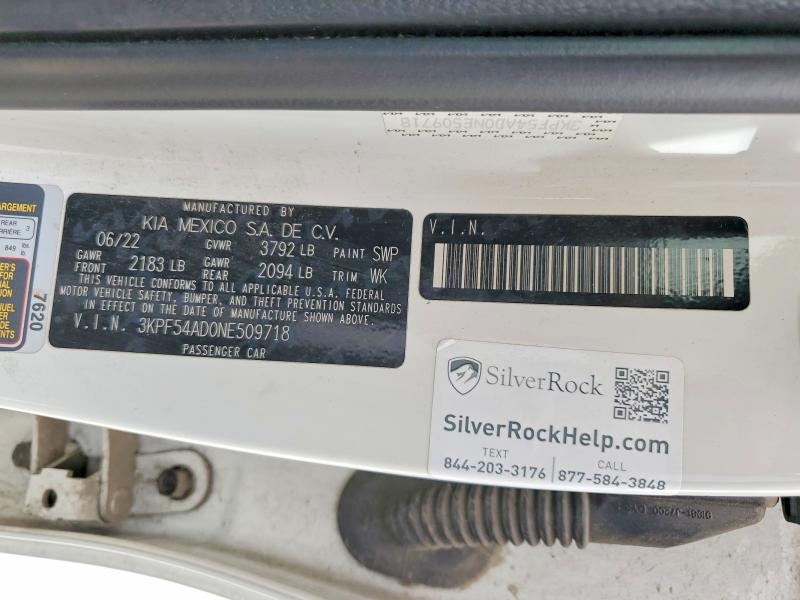 57368186 :رقم المزاد ، 3KPF54AD0NE509718 vin ، 2022 Kia Forte مزاد بيع