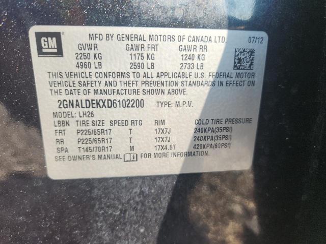Aukcja sprzedaży 2013 Chevrolet Equinox, vin: 2GNALDEKXD6102200, numer aukcji: 60862856