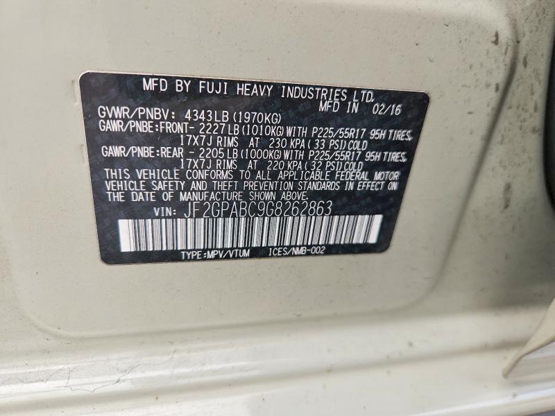 2016 Subaru Crosstrek მანქანა იყიდება აუქციონზე, vin: JF2GPABC9G8262863, აუქციონის ნომერი: 61239606