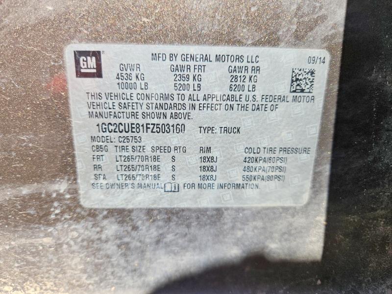 60938376 :رقم المزاد ، 1GC2CUE81FZ503160 vin ، 2015 Chevrolet Silverado مزاد بيع