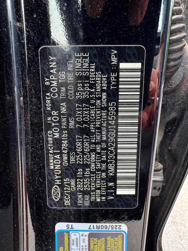 2016 Hyundai Tucson მანქანა იყიდება აუქციონზე, vin: KM8J3CA29GU145985, აუქციონის ნომერი: 61694826