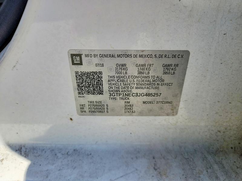 Aukcja sprzedaży 2018 Gmc Sierra, vin: 3GTP1NEC3JG485257, numer aukcji: 60419266