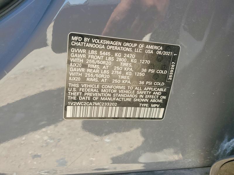 Продаж на аукціоні авто 2021 Volkswagen Atlas Cross Sport, vin: 1V2WC2CA7MC233202, номер лоту: 62065416