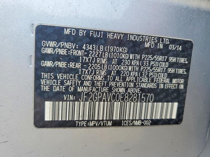 Продажа на аукционе авто 2014 Subaru Xv Crosstrek, vin: JF2GPAVC0E8281570, номер лота: 62034806