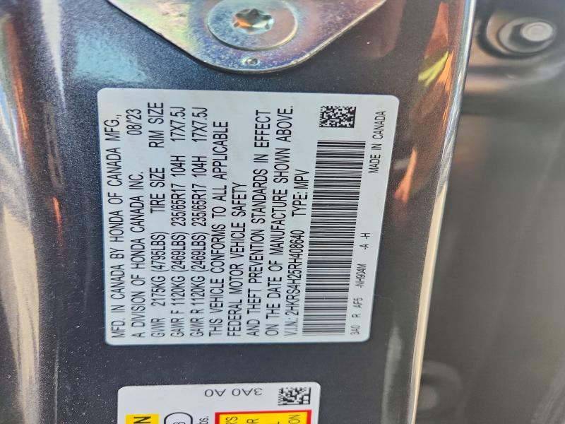 62205886 :رقم المزاد ، 2HKRS4H25RH408640 vin ، 2024 Honda Cr-v مزاد بيع