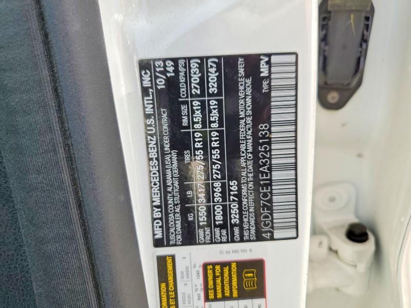 Aukcja sprzedaży 2014 Mercedes-benz Gl, vin: 4JGDF7CE1EA325138, numer aukcji: 63187676