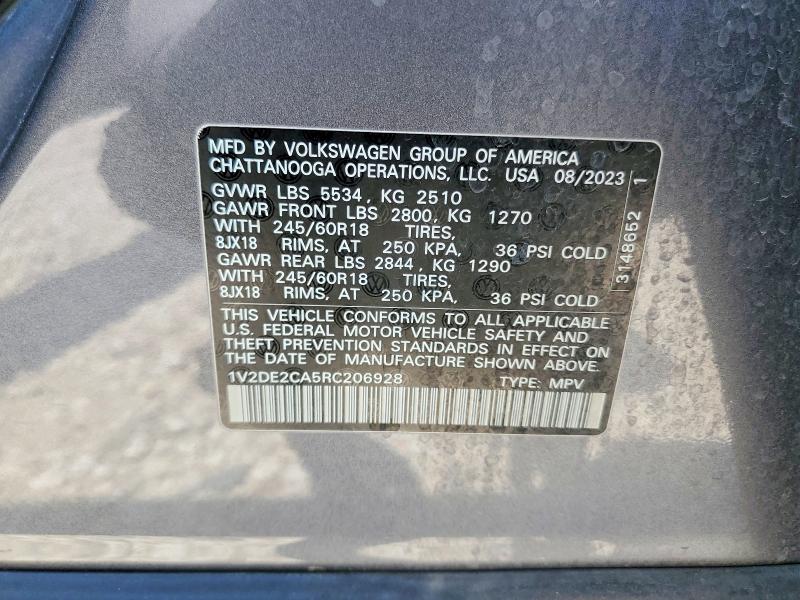 Aukcja sprzedaży 2024 Volkswagen Atlas Cross Sport, vin: 1V2DE2CA5RC206928, numer aukcji: 61971346