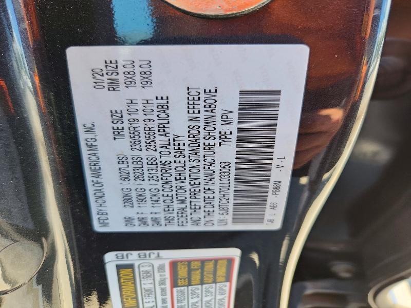 59901556 :رقم المزاد ، 5J8TC2H70LL033053 vin ، 2020 Acura Rdx مزاد بيع