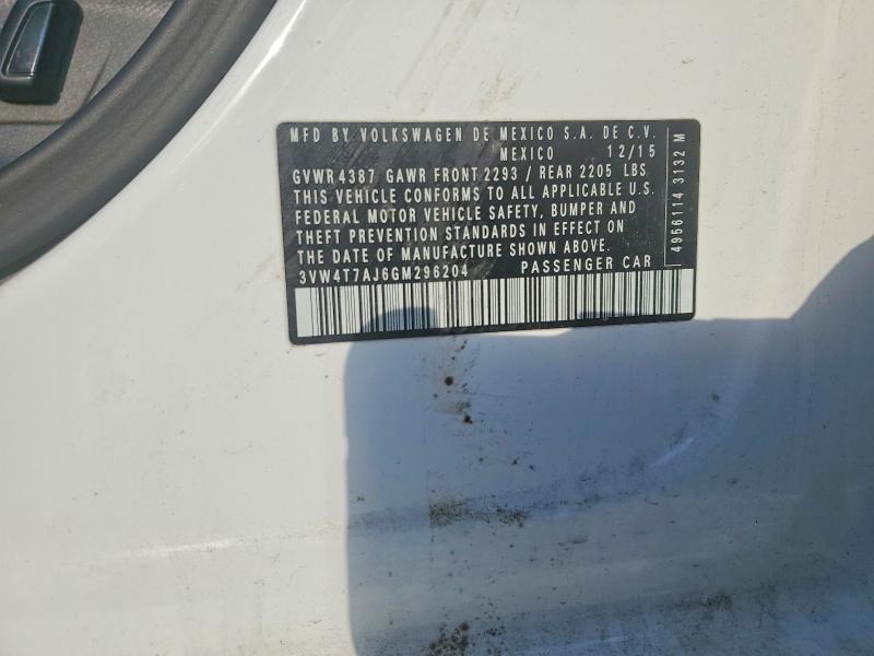 63546126 :رقم المزاد ، 3VW4T7AJ6GM296204 vin ، 2016 Volkswagen Jetta مزاد بيع