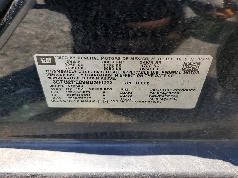 Aukcja sprzedaży 2016 Gmc Sierra, vin: 3GTU2PEC9GG366052, numer aukcji: 59250056