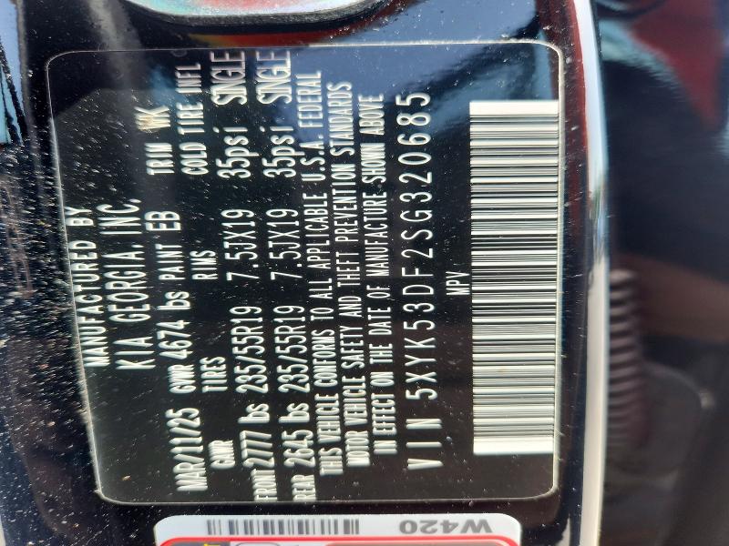 58527096 :رقم المزاد ، 5XYK53DF2SG320685 vin ، 2025 Kia Sportage مزاد بيع