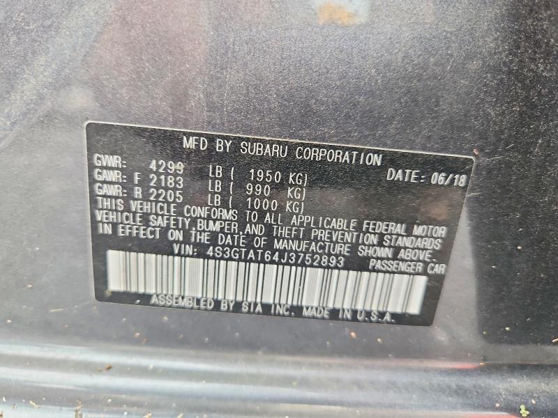 Продажа на аукционе авто 2018 Subaru Impreza, vin: 4S3GTAT64J3752893, номер лота: 60685246
