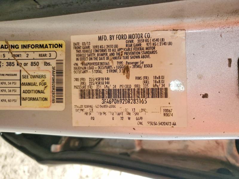 61935496 :رقم المزاد ، 3FA6P0H92DR283165 vin ، 2013 Ford Fusion مزاد بيع